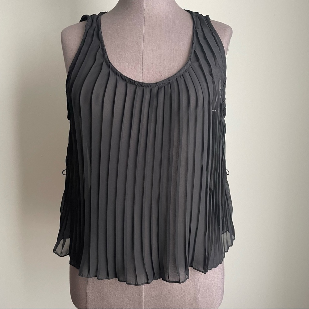 Wendy Katlen Black Pleated Tank Top